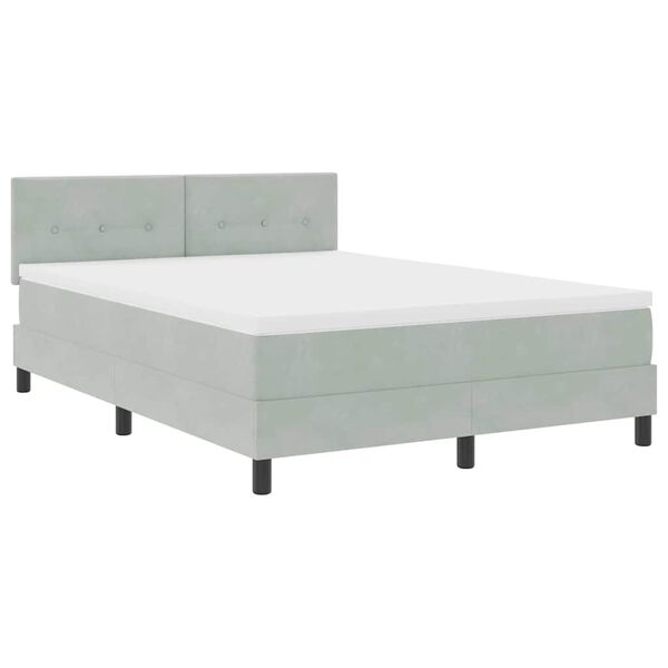 vidaXL Letto a molle con materasso Grigio chiaro 140 x 190 cm Velluto