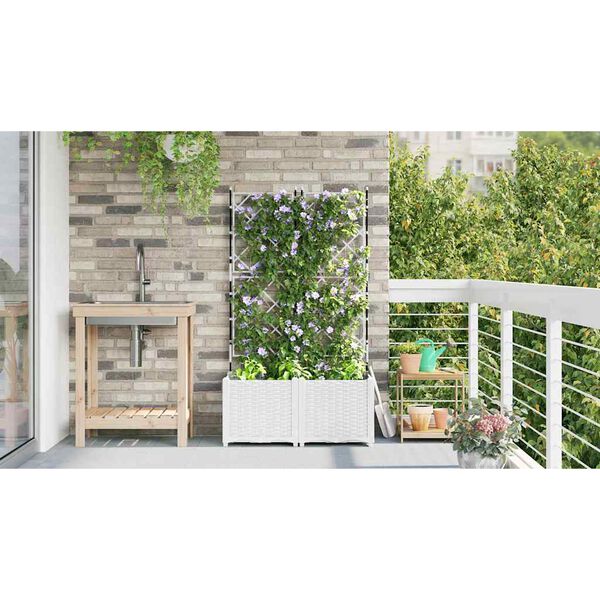 vidaXL Vaso da giardino 2 pcs Bianco 80 x 40 x 143 cm Acciaio