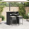 vidaXL Set Bar da Giardino 3 pz con Cuscini in Polyrattan Nero