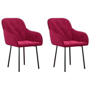 vidaXL Sedie da Pranzo 2 pz Rosso Vino in Velluto
