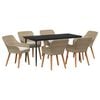 vidaXL Set da Pranzo per Giardino con cuscino 7 pcs Beige polyrattan