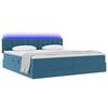 vidaXL Letto con contenitore e LED Blu Scuro 200 x 200 cm Velluto