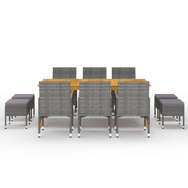vidaXL Set da Pranzo da Giardino 11 pz Grigio