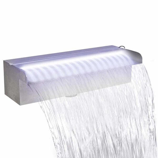 vidaXL Cascata per Laghetto Rettangolare con LED in Acciaio Inox 30 cm