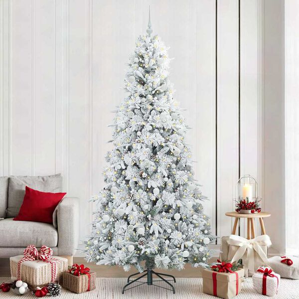 vidaXL Albero di Natale Artificiale con Rami Pieghevoli Bianco 240 cm