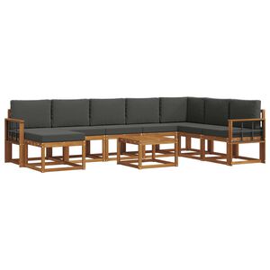 vidaXL Set di divani da esterno 9 pz Naturale e Antracite