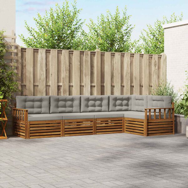 vidaXL Set di divani da esterno 5 pcs Grigio Naturale e Chiaro