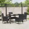 vidaXL Set da Pranzo per Giardino con cuscino 5 pcs Nero polyrattan