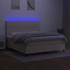 vidaXL Letto a Molle con Materasso e LED Crema 160x200 cm in Tessuto