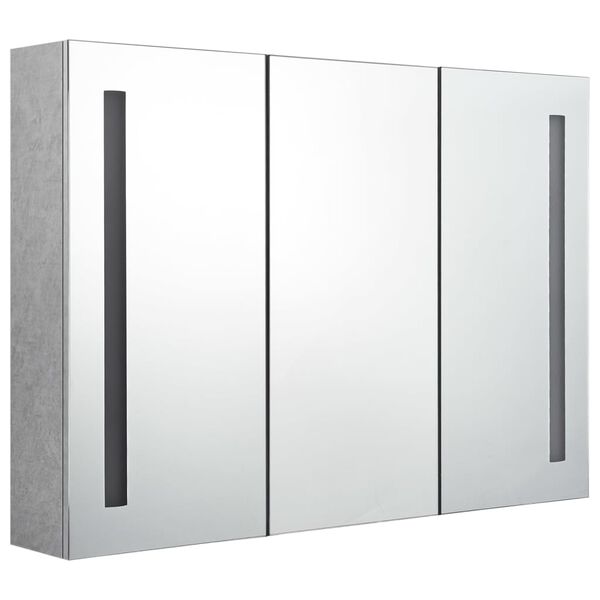 vidaXL Armadietto Bagno con Specchio e LED Grigio Cemento 89x14x62 cm