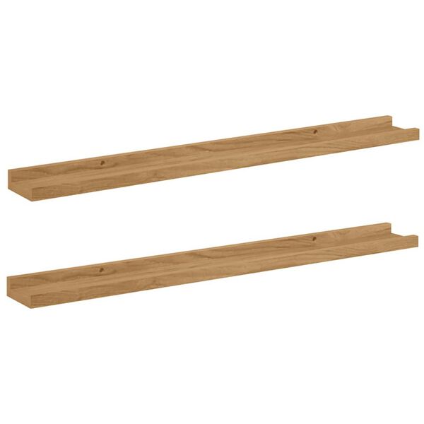 vidaXL Scaffale da parete con lo scaffale 2 pcs Marrone 80 x 9 x 3 cm