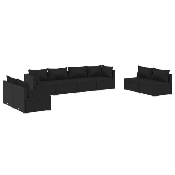 vidaXL Set Divani da Giardino 8 pz con Cuscini in Polyrattan Nero