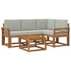 vidaXL Set di divani da esterno 5 pz Naturale e Grigio Chiaro
