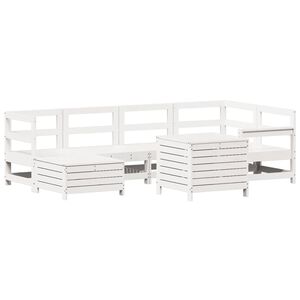 vidaXL Set Divani da Giardino 7 pz Bianco in Legno Massello di Pino