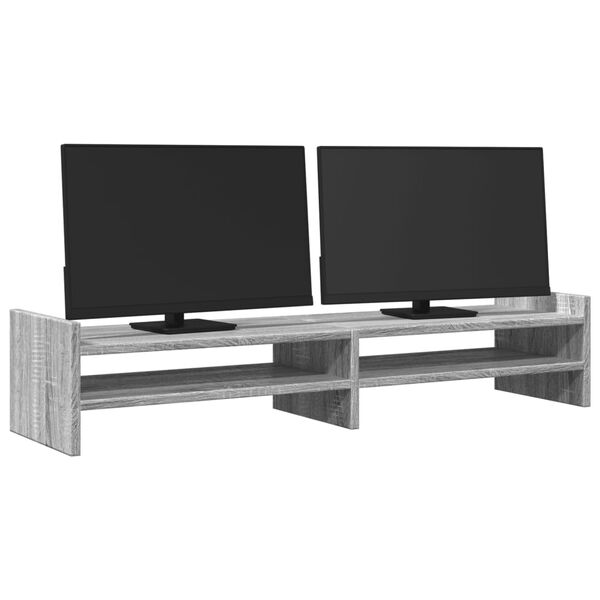 vidaXL Supporto Monitor Grigio Sonoma 100x27x20 cm Legno Multistrato