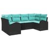 vidaXL Set Divano da Giardino 6 pz Nero e Turchese polyrattan