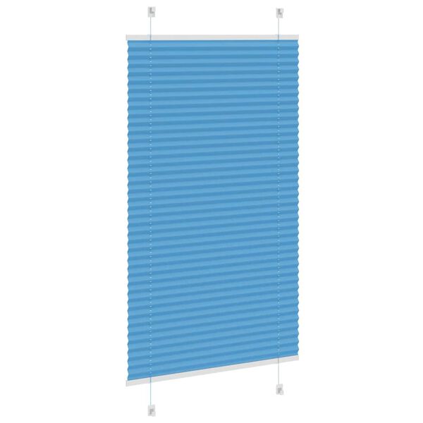 vidaXL Tenda Plissettata Blu 80x100 cm Larghezza Tessuto 79,4 cm