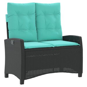 vidaXL Panca Reclinabile da Giardino con Cuscini Nera in Polyrattan