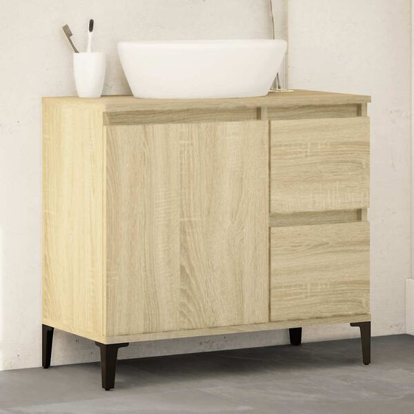 vidaXL Armadietto da Bagno Rovere Sonoma 65x33x60 cm Legno Multistrato