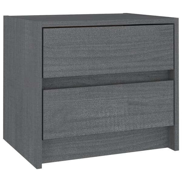 vidaXL Comodino Grigio 40x30,5x35,5 cm in Legno Massello di Pino