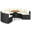 vidaXL Set Divani da Giardino 7 pz con Cuscini in Polyrattan Nero