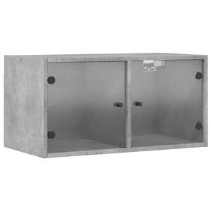 vidaXL Mobile a Muro con Ante in Vetro Grigio Cemento 68,5x37x35 cm