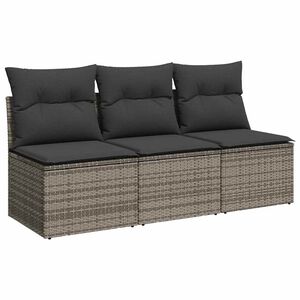 vidaXL Divano da Giardino con Cuscini 3 Posti Grigio in Polyrattan