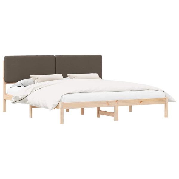 vidaXL Letto con Testiera Rivestita Talpa 200 x 200 cm Pino massello