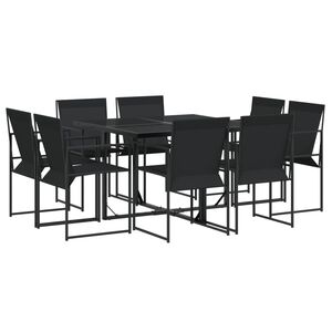 vidaXL Set da Pranzo da Giardino 9 pz Nero in Textilene