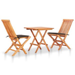 vidaXL Set da Bistrot 3 pz con Cuscini Talpa in Legno Massello di Teak