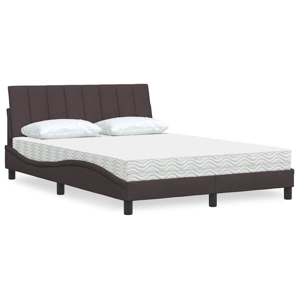 vidaXL Letto con Materasso Hanko Marrone Scuro 120x200cm Tessuto