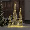vidaXL Albero di Natale 3 pcs Bianco caldo 20 x 20 x 80 cm Acrilico