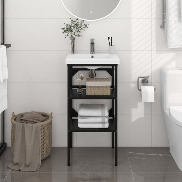 vidaXL Struttura per Lavabo da Bagno Nera 40x38x83 cm in Ferro