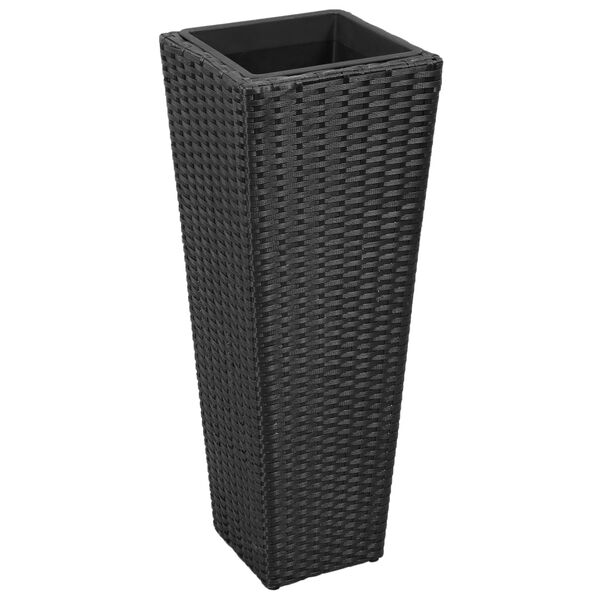 vidaXL Letti Rialzati da Giardino 3 pz in Polyrattan Nero