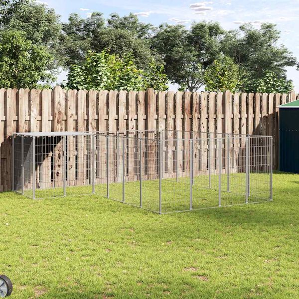 vidaXL Gabbia per Cani Argento 8,47 m² in Acciaio
