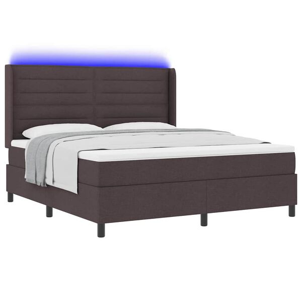 vidaXL Letto a Sorgente LED Marrone Scuro 180 x 200 cm Tessuto