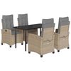 vidaXL Set Pranzo da Giardino 5 pz con Cuscini Beige Misto Polyrattan