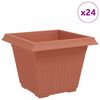 vidaXL Vaso quadrato per fiori 24 pz Rosso Mattone 43 x 43 x 33,5 cm