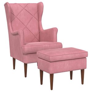 vidaXL Poltrona con Ottomano 2 pz Rosa Velluto
