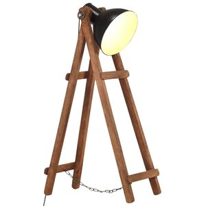 vidaXL Lampada da Pavimento Nera E27 in Legno Massello di Mango