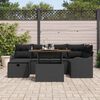 vidaXL Set Divano da Giardino con cuscino 7 pcs Nero Poly Rattan