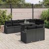 vidaXL Set di relax con cuscino 9 pcs Nero Poly Rattan