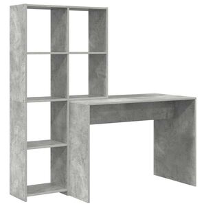vidaXL Scrivania con lo scaffale Grigio cemento 138,5 x 55 x 143 cm
