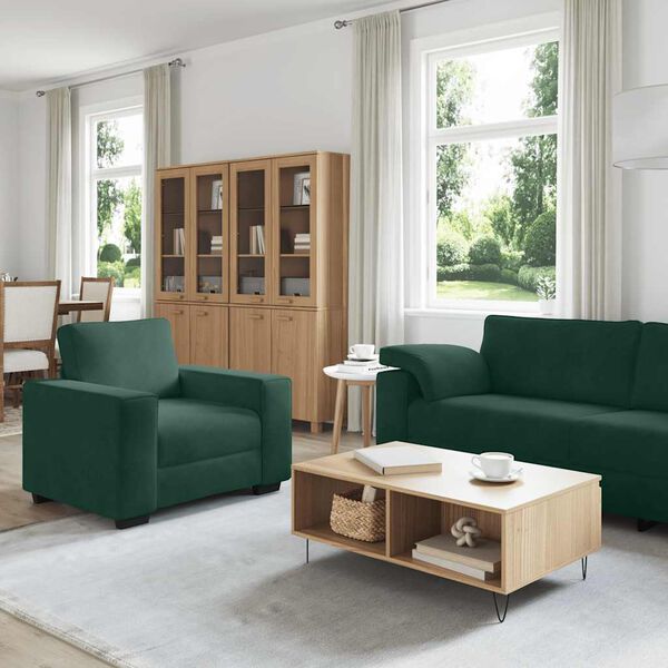 vidaXL Set di Divani 3 pz con Cuscini Verde scuro in Velluto