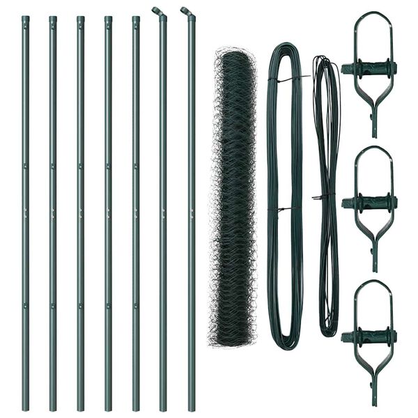 vidaXL Recinzione con pali. Verde 1 x 10 m Acciaio rivestito in PVC