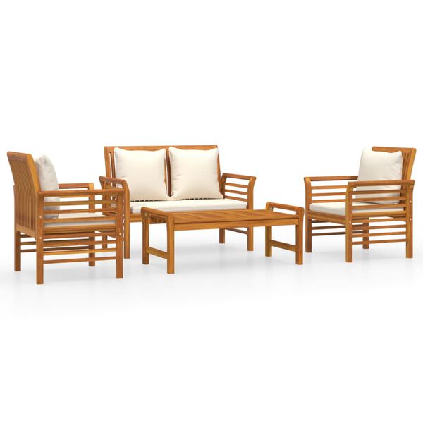 vidaXL Set Salotto da Giardino 4pz con Cuscini Legno Massello Acacia