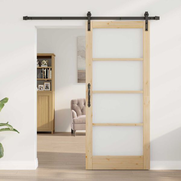 vidaXL Porta scorrevole ORKDAL Naturale e Nero 86 x 198,5 cm