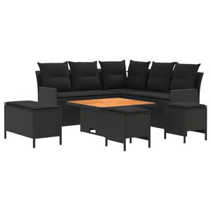 vidaXL Set di Mobili 7 pz Nero Rattan in PE