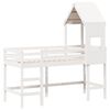 vidaXL Letto Soppalco con Scala e Tetto Bianco 90x190 cm Massello Pino