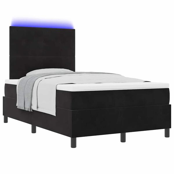 vidaXL Letto a Sorgente LED con materasso Nero 120 x 200 cm Velluto